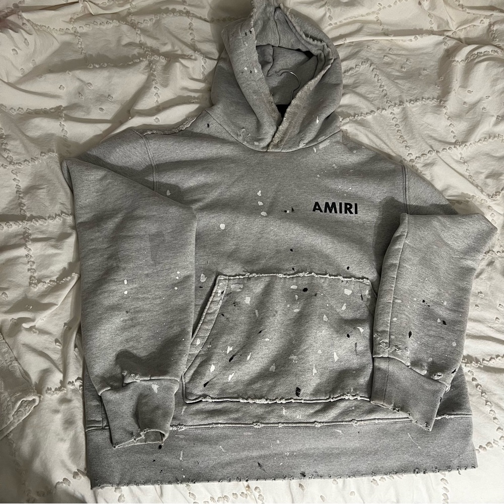 Amiri Distressed Gray Hoodie